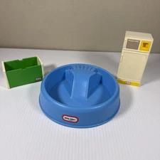 Vintage Little Tikes Dollhouse Blue Swimming Pool Refrigerator And Toy Box