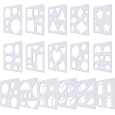 Outus 16 Pieces Kids Drawing Stencils Basic Shape Plastic Stencil...