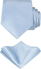 TIE G Solid Satin Woven dyed Color Formal Black Necktie and Pocket Square Sets i