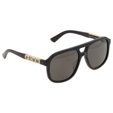 Gucci Polarized Dark Grey Pilot Unisex Sunglasses GG1188S 001 58 GG1188S 001 58