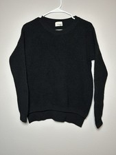 Aritzia Wilfred Free Wool Waffle Knit High Low Hem L/S Black Sweater Small Cabin
