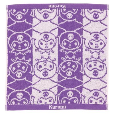 Marushin Sanrio Kuromi Face Hand Towel, 34x36cm, Cotton
