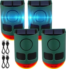 4Pk Solar Outdoor Motion Sensor Alarm, 129db Ultrasonic Animal Repeller