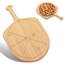Bamboo Pizza Peel - 18.5"x12.2" with 12" Pizza Cutting Board, Pizza Paddle Sp...