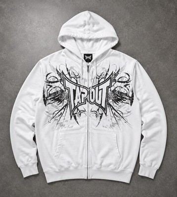 Tapout Zip Up Hoodie White Graphic Y2K Streetwear Men s Jacket