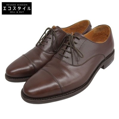 Berwick Men's Dark Brown Leather Straight Tip Shoes 6.5 Pre-Owned with Box