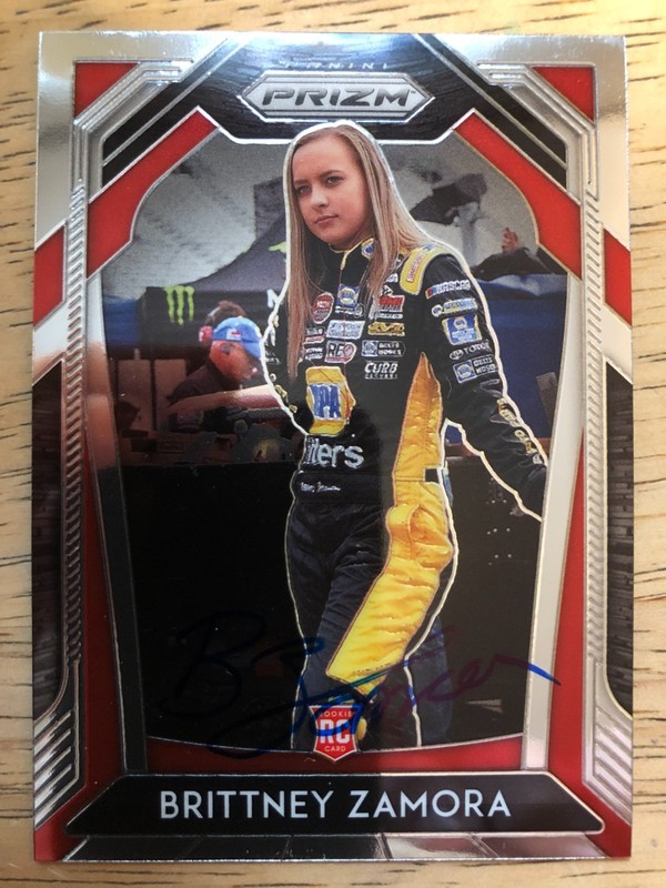 BRITTNEY ZAMORA AUTOGRAPHED 2020 PANINI PRIZM #59 NAPA NASCAR CARD