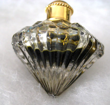 VTG MINIATURE DIAMOND CUT GLASS GREEN STONE MARCEL FRANCK ? PERFUME BOTTLE FULL