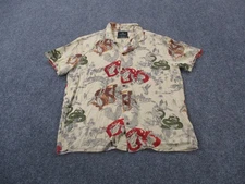 Scotch Soda Shirt Mens L Viscose Hawaiian Snake Bird Print Bonjour Loose Beach