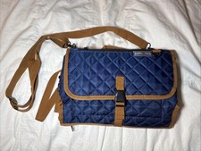 Little Love Bug Portable/Travel Diaper Bag Tan and Blue Quilted 42" Long