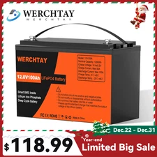 12V 100Ah LiFePO4 Lithium Battery BMS Deep Cycle for RV Marine Solar Off-grid