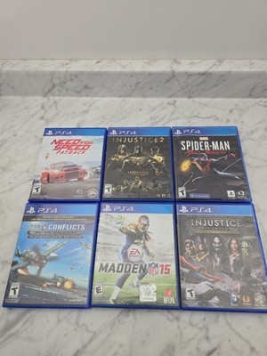 PS4 Game Lot of 6 - Tested - miles morales, air conflicts, injustice, payback
