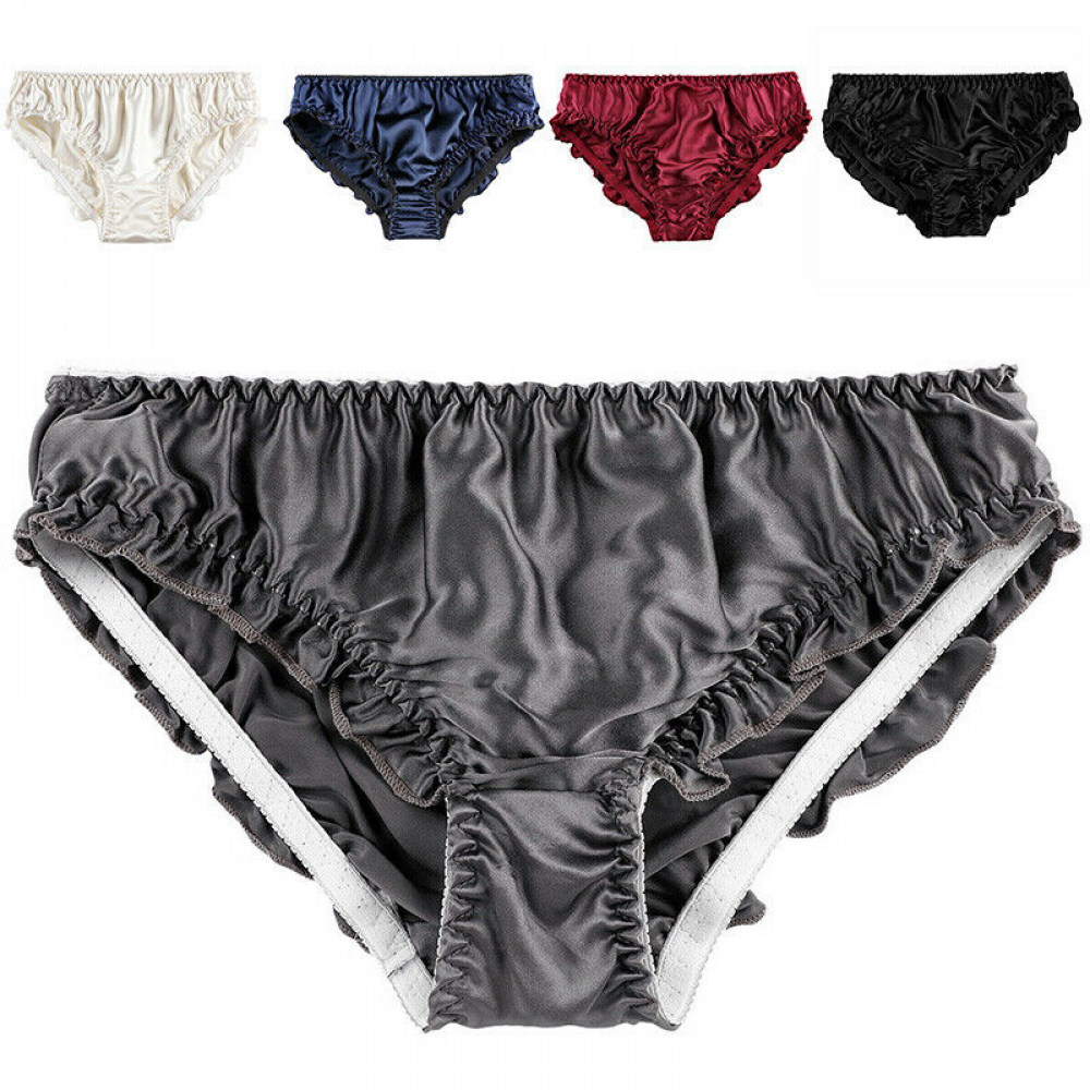 Women’s Soft Mulberry Silk Lace Underwear Briefs Sexy Lingerie Knickers
