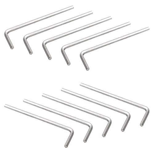 10 Pieces 1/8" Hex Key Wrench L Shape Allen Wrench Chrome Vanadium Ste