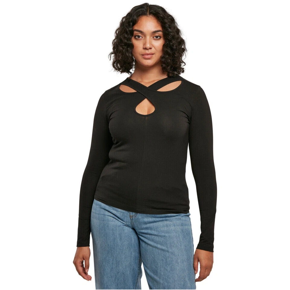 Urban Classics T-Shirt Manches Longues à Encolure Croisée Cut Out Pour Femme - Photo 4/4
