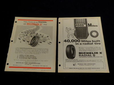 Vtg Michelin Ad Man Radial X Tire Magazine Police Force 1965 1967 2pc Lot   Q145