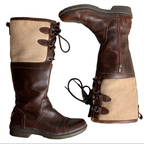 UGG Elsa Women's Waterproof Wool Blend/Leather Tall Boots Size 5 Chestnut Brown - Bild 3 von 11