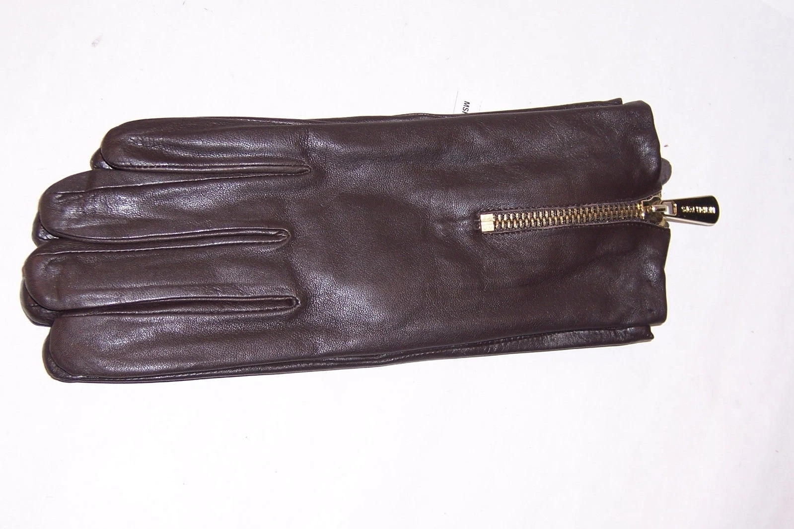 NEW MICHAEL KORS MK BLACK/BROWN LEATHER GLOVES MSRP $88 535400
