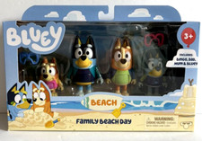 Bluey Family Beach Day Figures - 4pk Toy - Bingo Dad Mum  Bluey NEW in Box