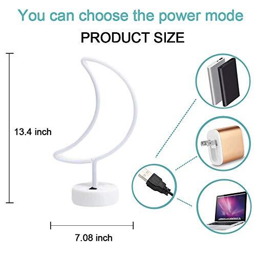 Fiee Moon Shaped Neon Signs,Led Safety Art Wall Warm White Moon with ...
