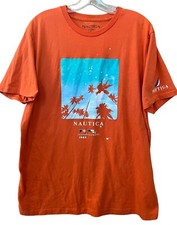 Nautica Tshirt Adult XL Orange Red Est 1983 Fall Leaves Logo 40th Birthday