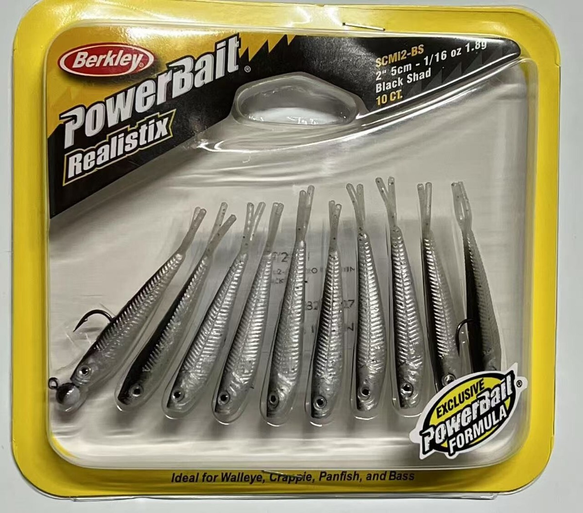 Confezione Da 2 Esche Morbide Berkley PowerBait 3" Split Tail Minnow &ndash; Color Black Shad (PBBMW3-BS)