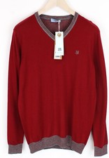 HARMONT BLAINE Men Sweatshirt XL Red V-Neck Wool Blend Long Sleeve Pull On I