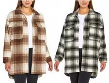 Banana Republic Ladies' Shirt Jacket - BROWN BLACK PLAID OVERSIZED FIT (Sm, XXL)