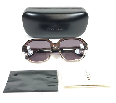 Coach Sunglasses HC8335U C7989 56781A Transparent Brown Gradient Purple Lenses