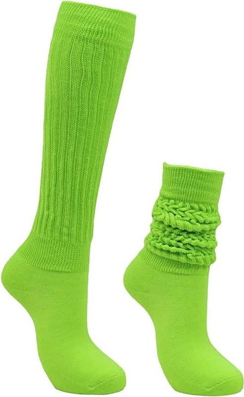Sexy Neon Lime Slouch Socks Hooters Uniform Workout Soccer USA School Christmas