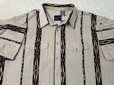Vintage 80s 90s Wrangler Brushpopper Aztec Pearl Snap Short Sleeve Shirt, XXL