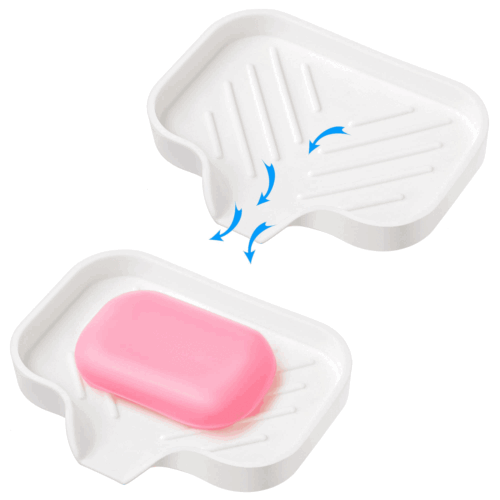 Białe silikonowe samoodpuszczające się prostokątne mydło sztabkowe z odpływem 2 szt. - Zdjęcie 1 z 8