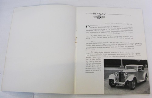 BENTLEY 3 ½ LITRE Some Opinions Car Publicity Brochure 1934 - Picture 5 of 7