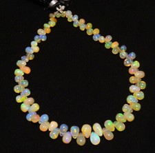 Natural Gem Ethiopian Fire Opal 5x3 to 7x5mm Size Smooth Teardrop Beads 9" 34Ct.