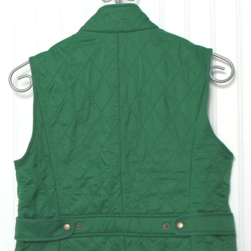 Talbots Womens Green Quilted Fleeve Line Full Zip Snap Pockets Nylon Vest Small - Photo 8/9