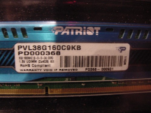 COMPUTER PC MEMORY - PATRIOT 8GB 1600MHz DDR3 1.5V UDIMM 2X4GB - Picture 2 of 3