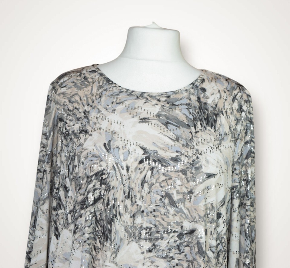 Kim & Co Long Sleeve Sparkle Top Grey Multi Size 3XL eBay