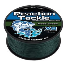 Reaction Tackle Braided Fishing Line / Braid - Moss Green 4 and 8 Strands