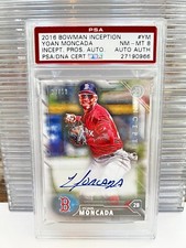 2016 Bowman Inception Yoan Moncada RC AUTO /50 PSA 8 NM-MT Authentic Red Sox