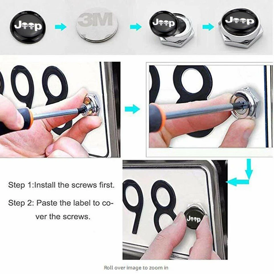 LICENSE PLATE BOLTS SCREWS FRAME CAPS 2 COLOR - US SELLER LB21 - Image 4 of 4