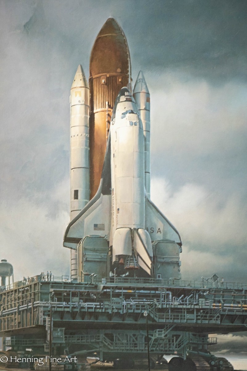 Beautiful NASA Lithograph Space Shuttle Lithograph by Attila Hejja