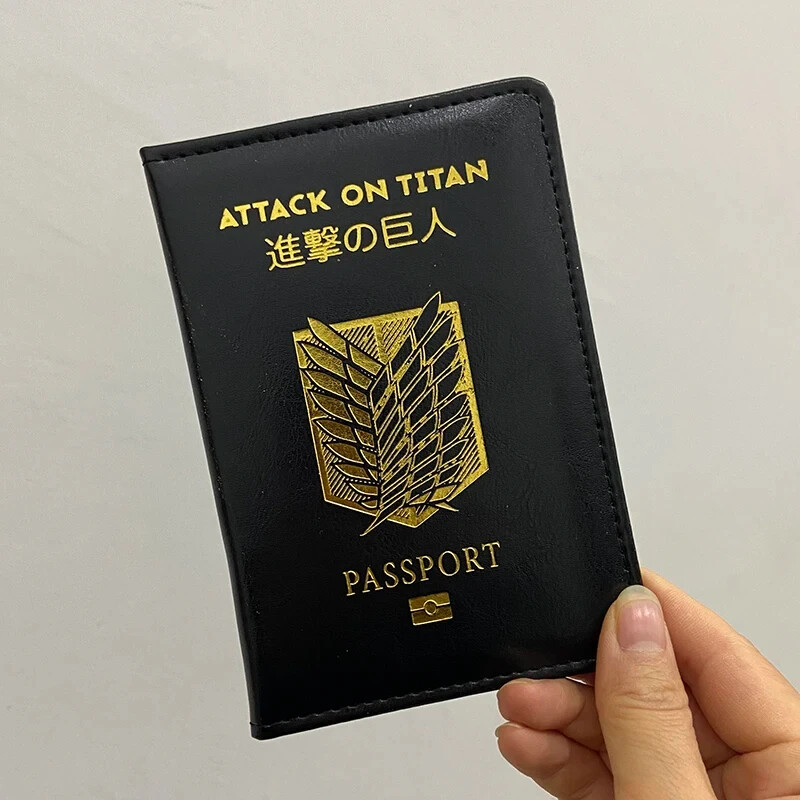 Funda protectora para pasaporte Attack On Titan soporte de anime estuche de viaje mercancía de regalo