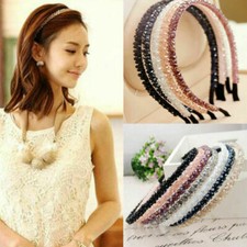 Women Rows Crystal Shiny Beaded Hair Hoop Hairband Headband Hair Accessories US