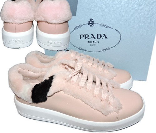 furry pink prada shoes