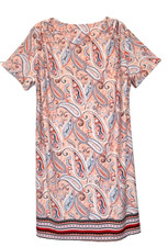 Kim Rogers Curvy Orange Paisley Short Sleeve Scoop Neck Dress Size 1X