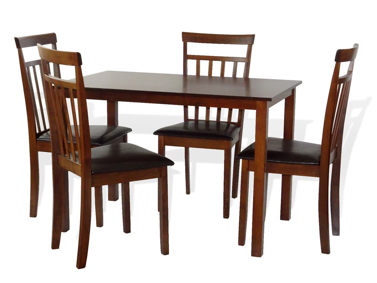 Dining Kitchen 5 PC SET Rectangular Table 4 Warm Chairs Medium