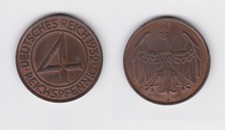 4 Pfennig Kupfer M&uuml;nze Weimarer Republik 1932 A "Br&uuml;ning Taler" (154339)
