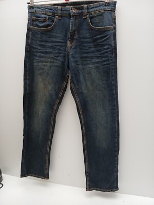 Red Herring Straight Denim Jeans mit Stretch W30 L29 Leder Patch & 5 Taschen.