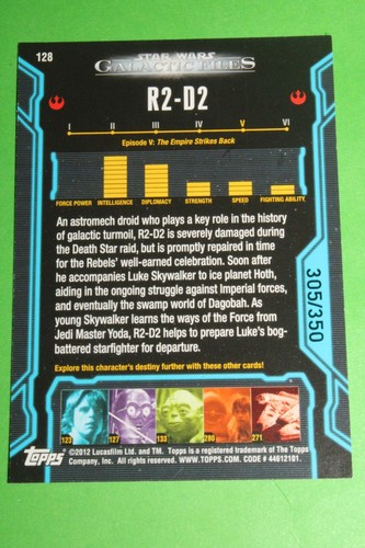 2012 STAR WARS GALACTIC FILES SERIES 1 BLUE PARALLEL #128 R2-D2 305/350 - Picture 4 of 7