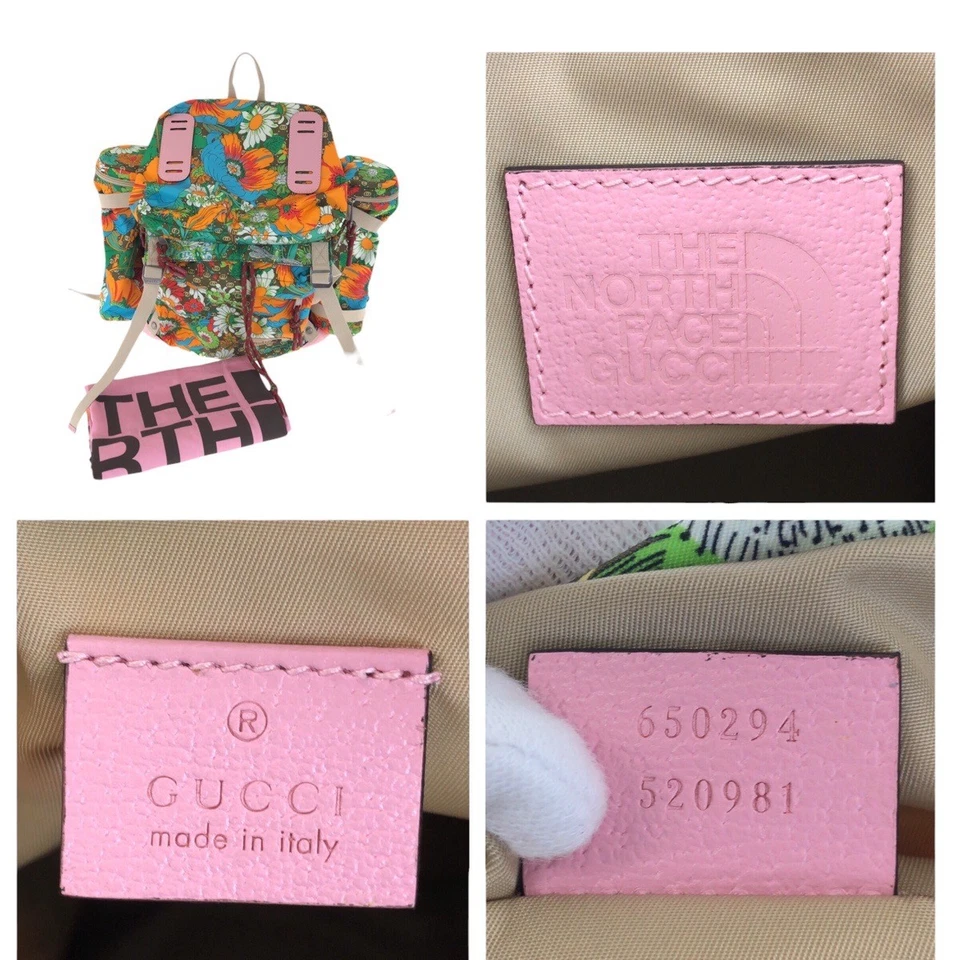 Mochilas y mochilas de día GUCCI North Face harina multicolor poliéster/algodón GG Foto 4 de 4